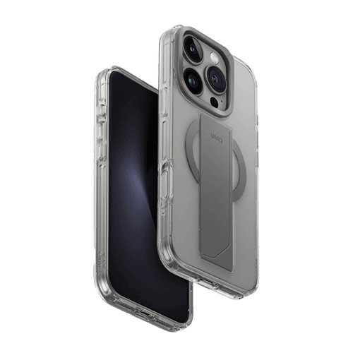 Uniq iPhone 16 Pro Hybrid Heldro Max MagSafe Case with Camera Stand Lucent | Clear