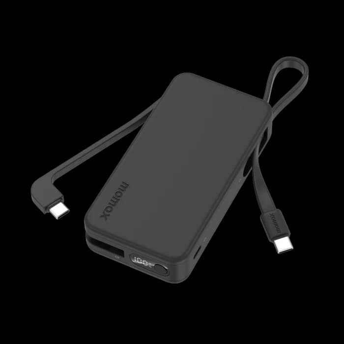 Momax 1-Power Vital+ 10000mAh Battery Dual Built-in USB-C Cable