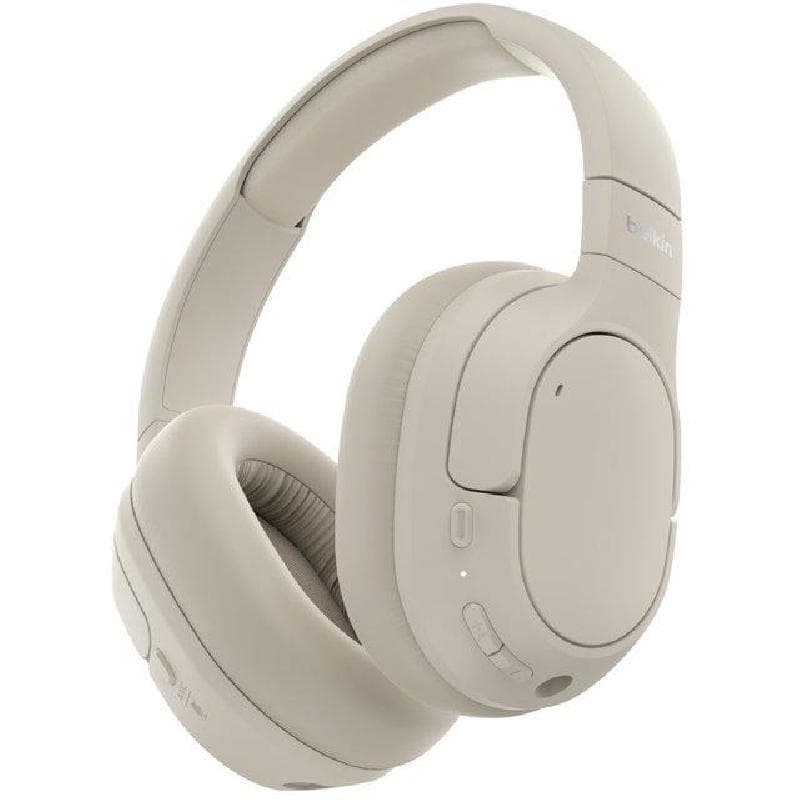 Belkin SoundForm Isolate Over-Ear Headphones, Active Noise Cancelling, Bluetooth/Wired (Optional), USB (Charging), Built-in Microphone