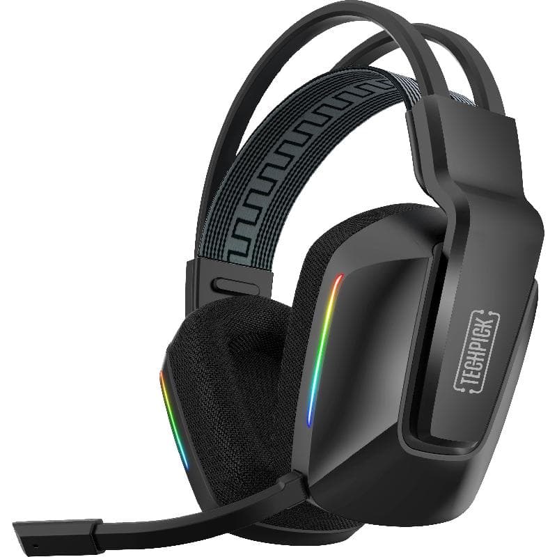 Techpick HP912W RGB Gaming Headset, Wireless, Rotating Microphone