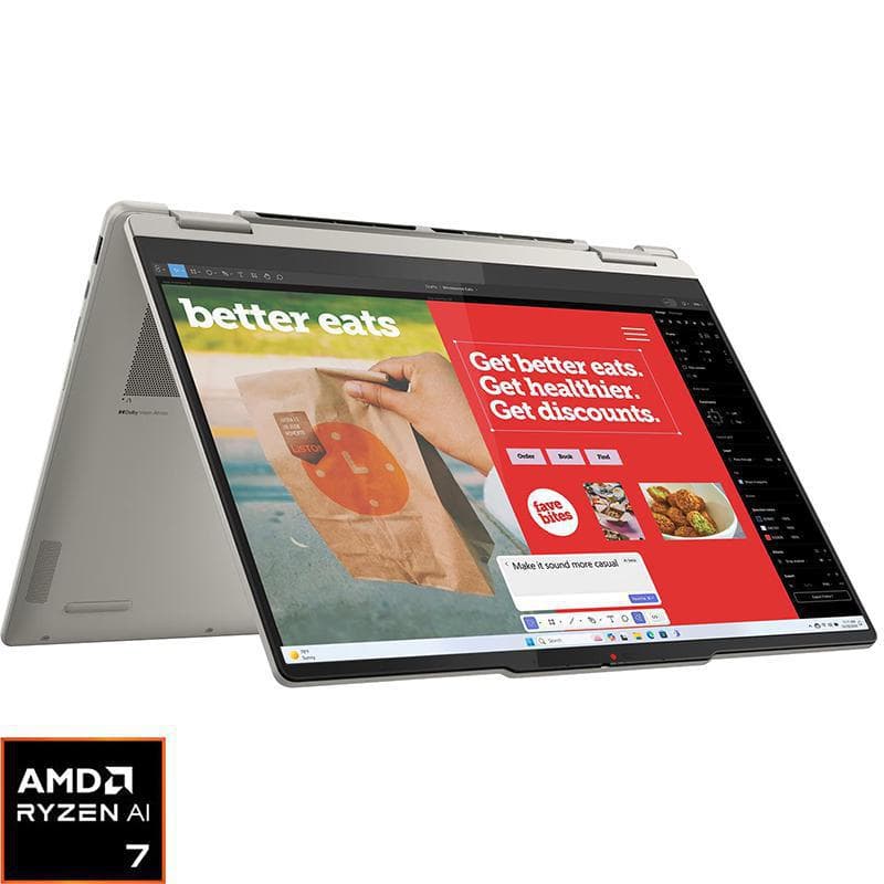 Lenovo Yoga 7 2-in-1 Laptop - Convertible, AI with CoPilot+, 14", AMD Ryzen AI, 16 GB RAM, 1 TB SSD, Windows 11 Home, AMD Radeon, Foldable