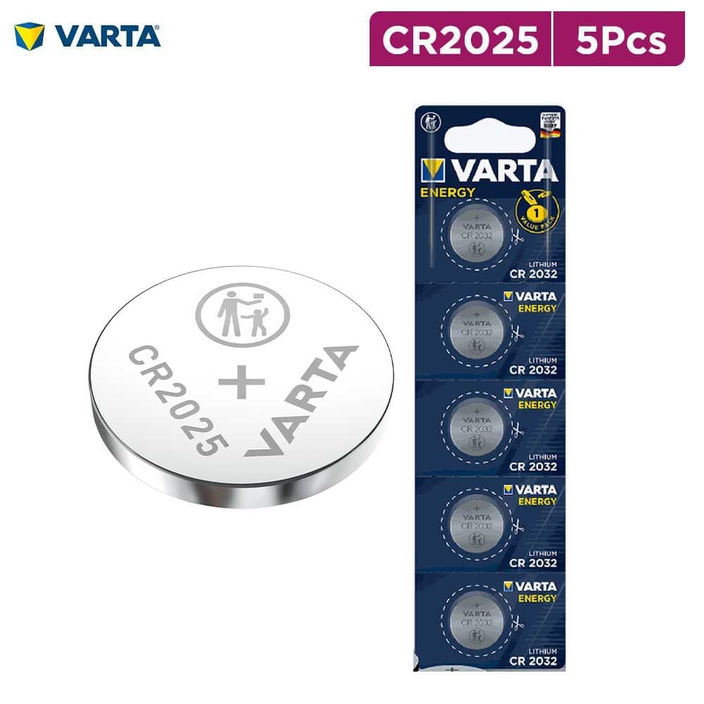 Pack of 5 Pcs CR2025 Energy Lithium Batteries by VARTA