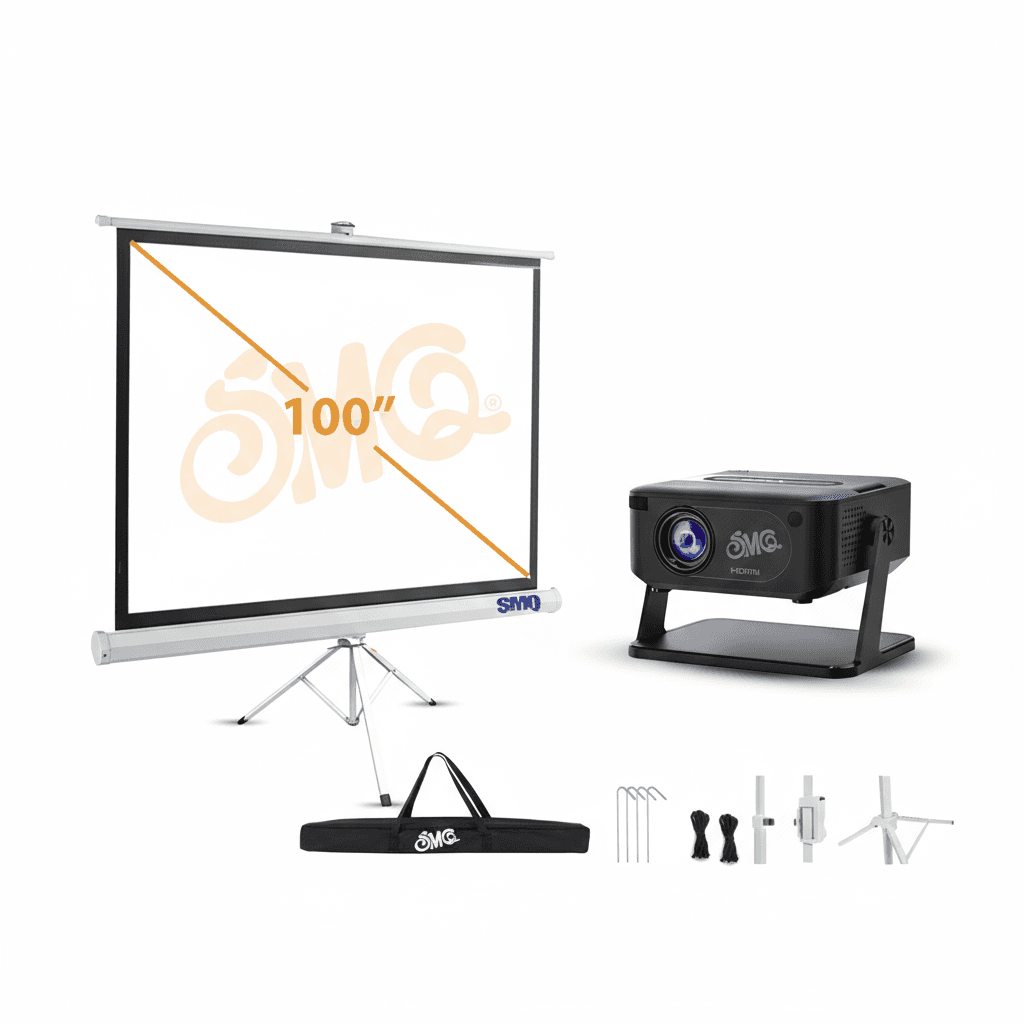 Mini Smart Projector for Entertainment & Kids Education with 100 inch Screen by SMQ