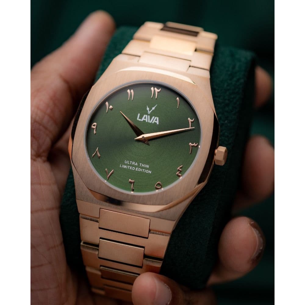Lava Rose Gold Green Limited Edition Watch with Stainless Steel Strap