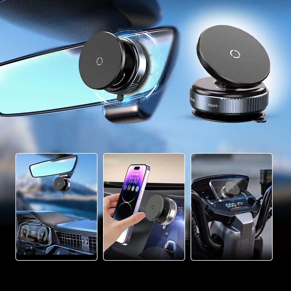 Magnetic Phone Bracket with Rotating Vacuum Suction
