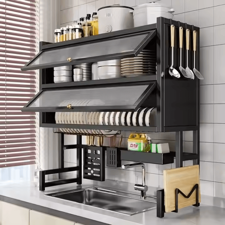 Over Sink Two-tier Dish Drying Rack 85 x 29 x 78cm
