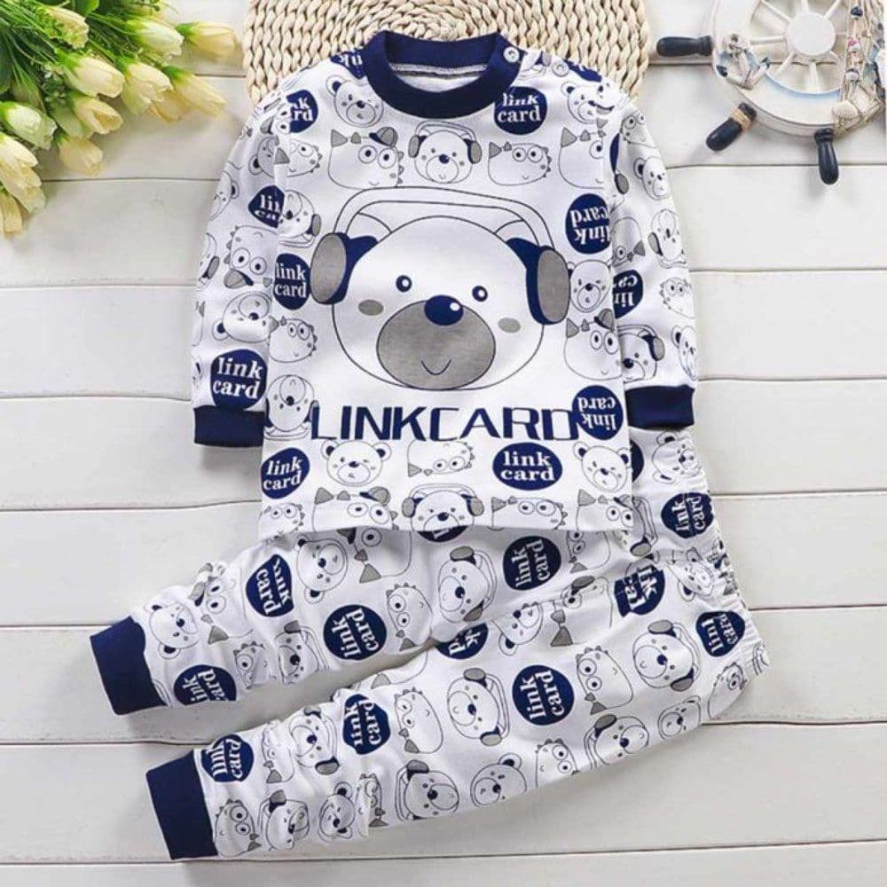Blue Headphones Cotton Autumn Pajama for Kids - 0 - 1 year