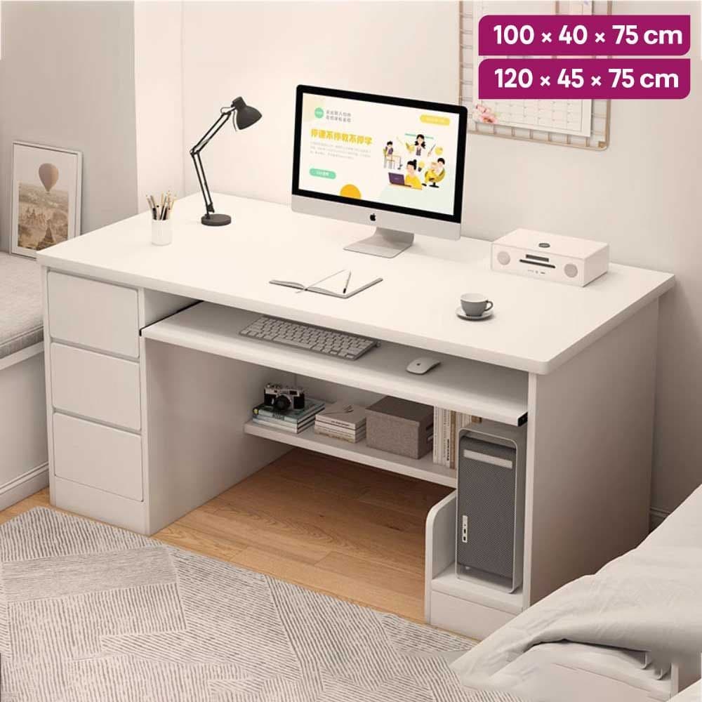 MDF Study Desk with Three Drawers and CPU Space - Without Installation