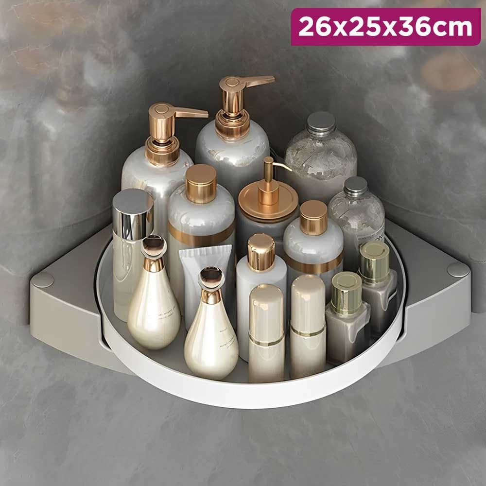 Wall-Mounted Bathroom 360° Rotating Organizer Corner Shower 26 x 25.5 x 36cm