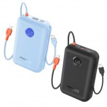 Promate 30000mAh Ultra Compact 35W Power Bank with Built-In USB-C & Lightning Cable