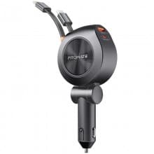 PROMATE Multi-Port Car Charger with Dual Retractable USB-C Cables - 88W