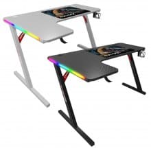 Gamax RGB Carbon Fiber L Shaped Gaming Table Left 140×100×74CM With Mousepad