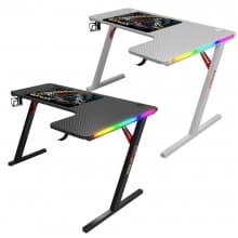 Gamax RGB Carbon Fiber L Shaped Gaming Table 140×100×74CM With Mousepad - Right