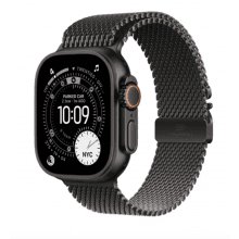 Apple Watch Ultra 3 GPS + Cellular 49mm Black Titanium Case with Black Titanium Milanese Loop – Medium