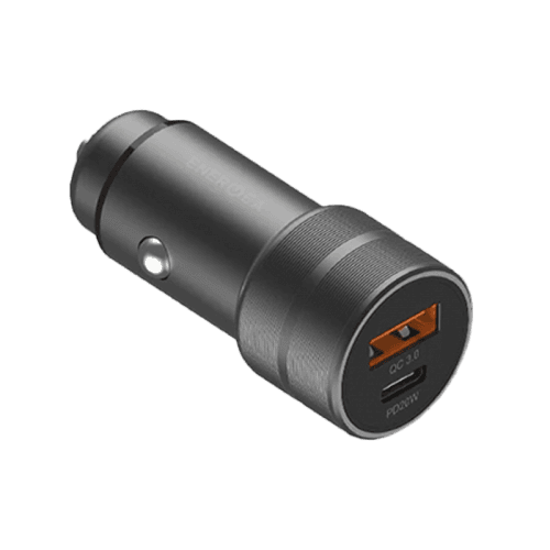 Energea AluDrive 2 USB-C PD20 + USB-A QC 3.0 Duo Port Aluminum 38W Car Charger