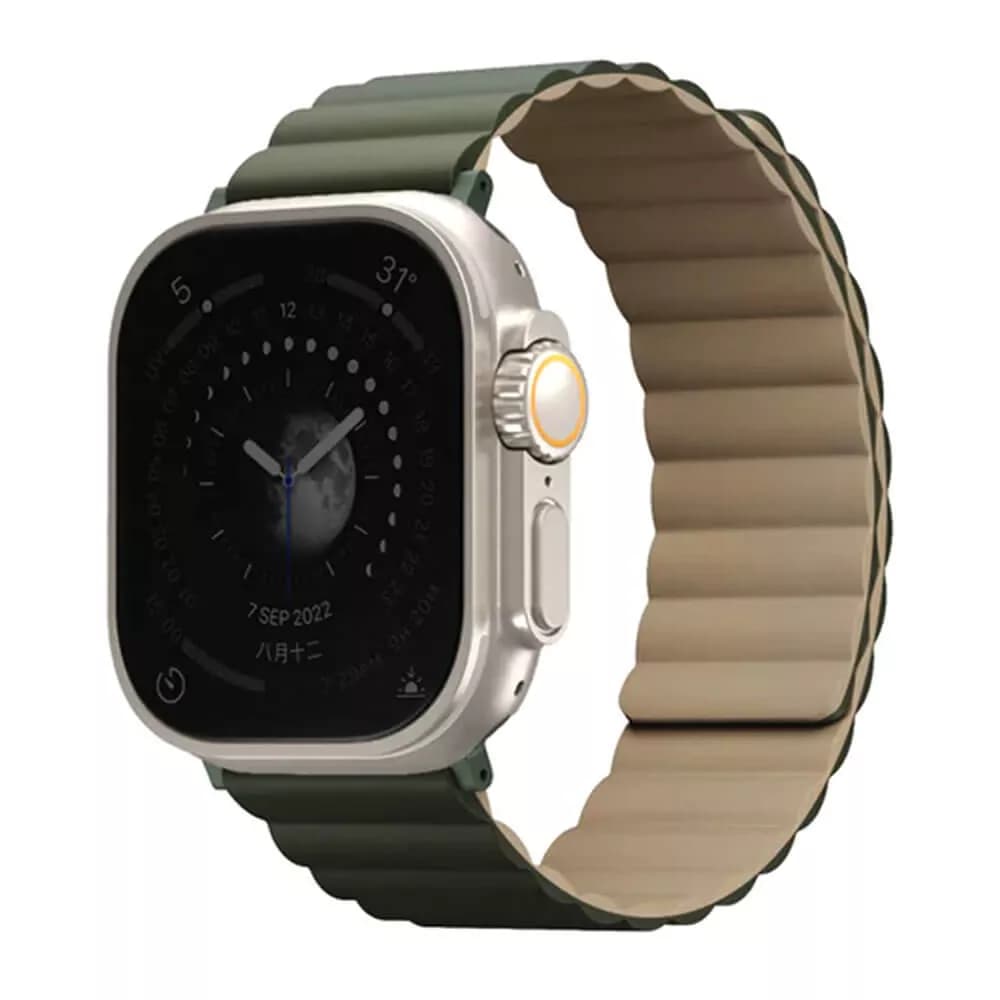 Uniq Revix Reversible Magnetic Strap for Apple Watch 42-49mm - Green/Tan