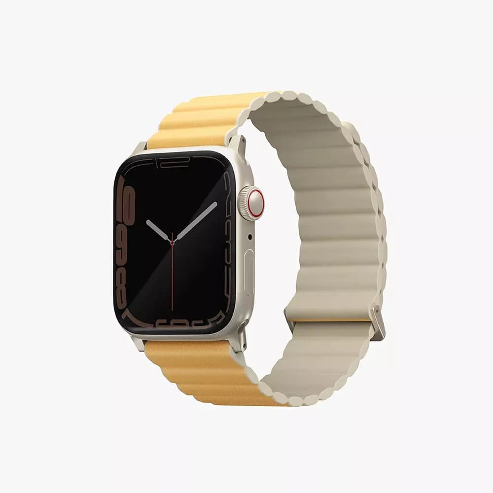 Uniq Revix Leather + Silicone Strap for Apple Watch 42-49mm - Canary/Ivory