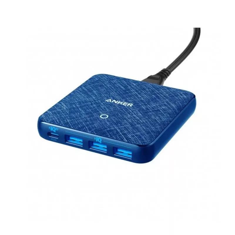 Anker PowerPort Atom III Slim 65W 4-Port Charger - Blue Fabri