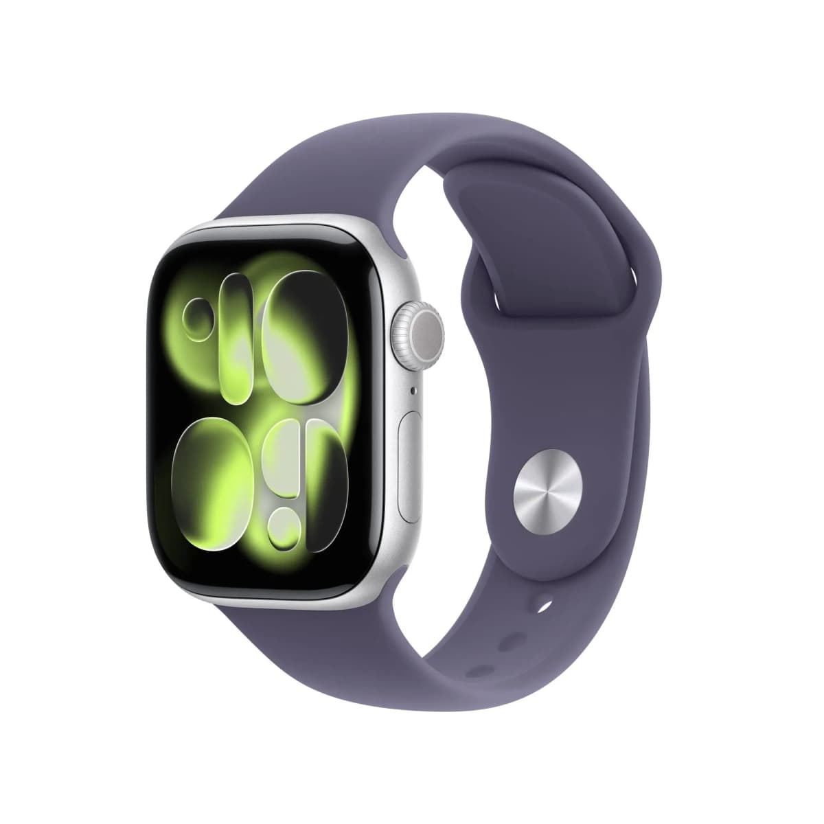 Apple Watch Series 11 GPS + Cellular 42mm Silver Aluminium Case with Purple Fog Sport Band - S/M