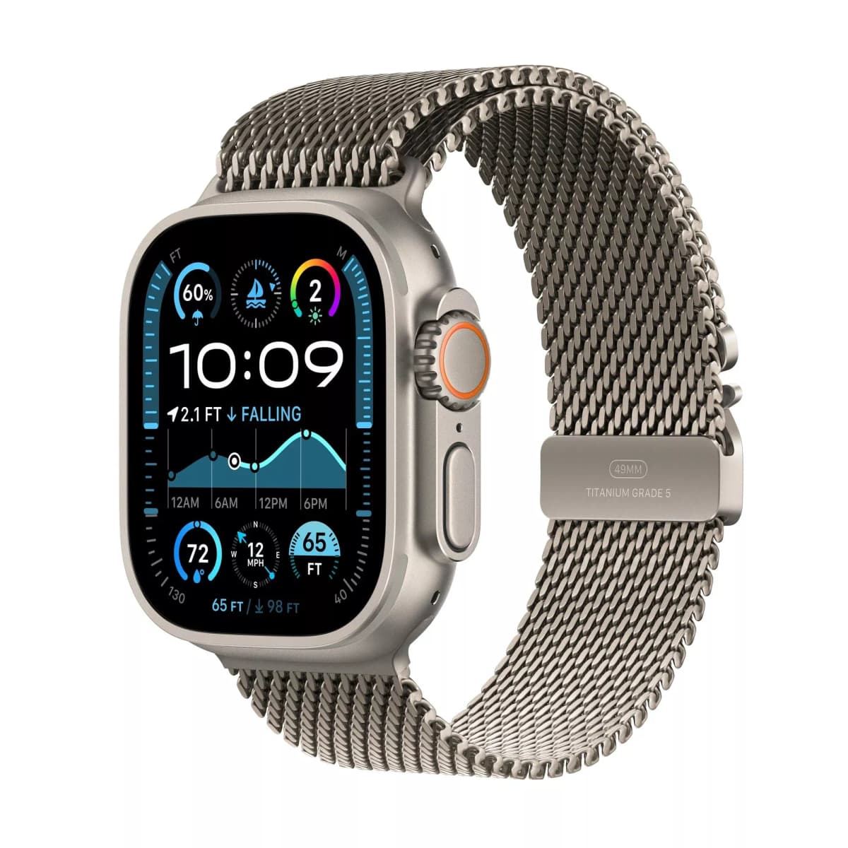 Apple Watch Ultra 2 GPS + Cellular 49 MM Black Titanium Case with Black Milanese Loop- Medium