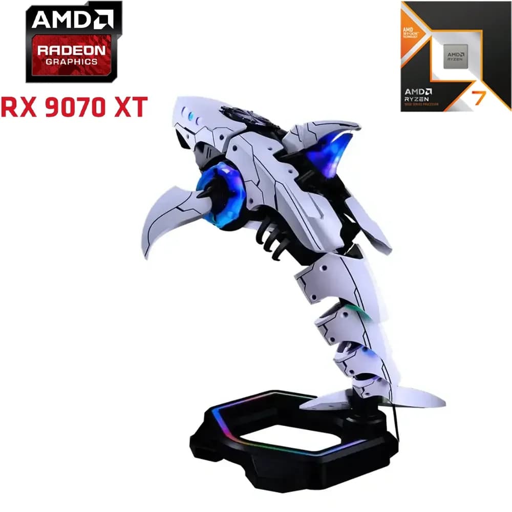 Cooler Master Shark X Amd Ryzen 7 9800x3d 9000 Series Rx 9070 Xt 16gb Gaming Pc