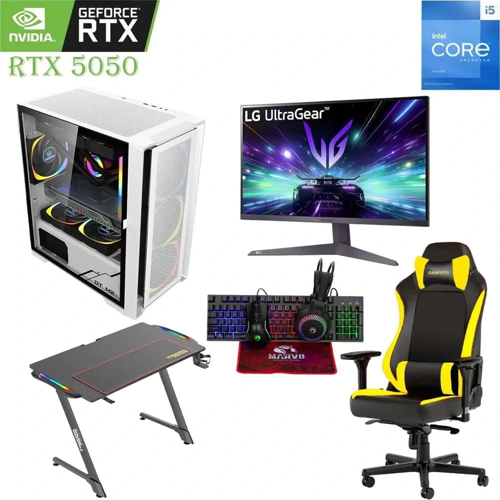 Gaming Pc Bundle Core I5 (13th Gen) – Rtx 5050 8gb With 24″Fhd Monitor / Desk / Chair / Kit