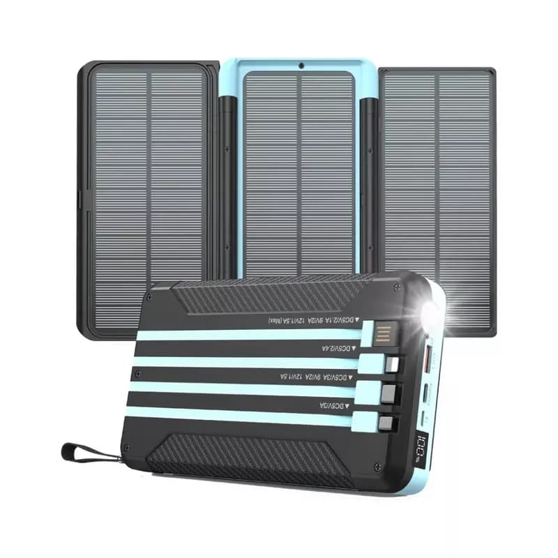 Powerology 16000mAh Solar Multi-Cable Powerbank – Black (PPBCHA70-BK)