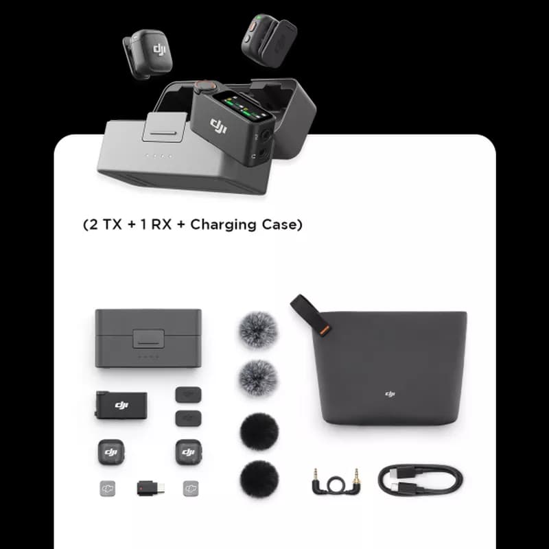 DJI Mic 3 (2 TX + 1 RX + Charging Case) – Wireless Microphone