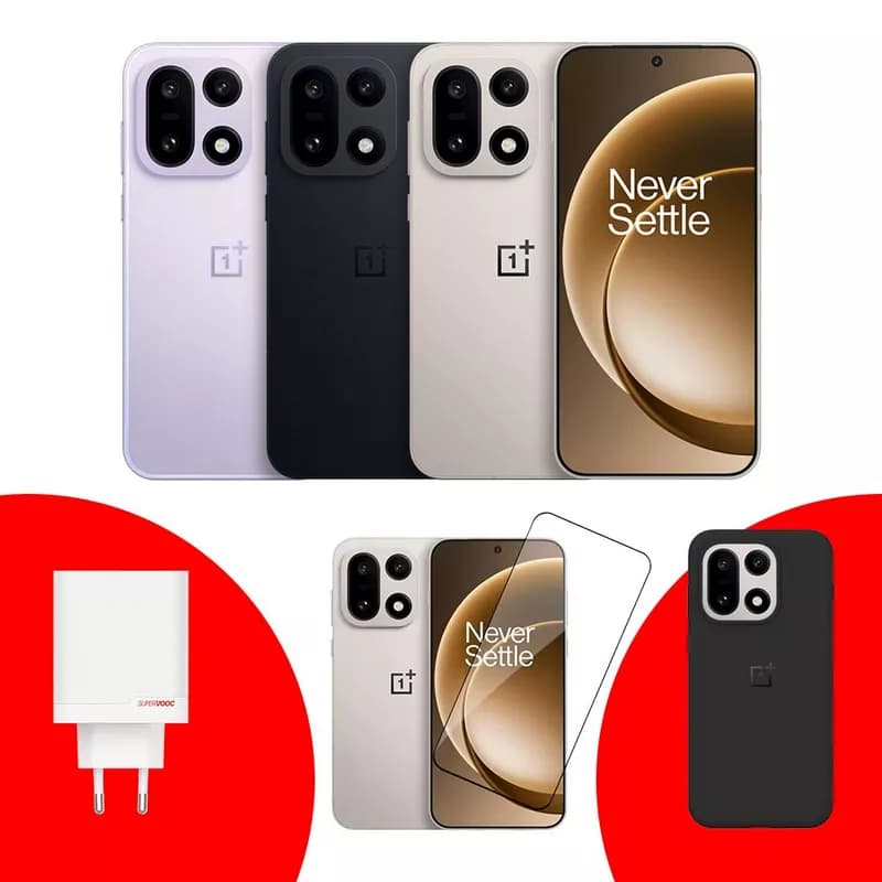OnePlus 15 Bundle Product 5G Dual SIM 512GB, 16GB RAM Phone – Snapdragon 8 Elite Gen5 (Global Version with Charger & Cover)