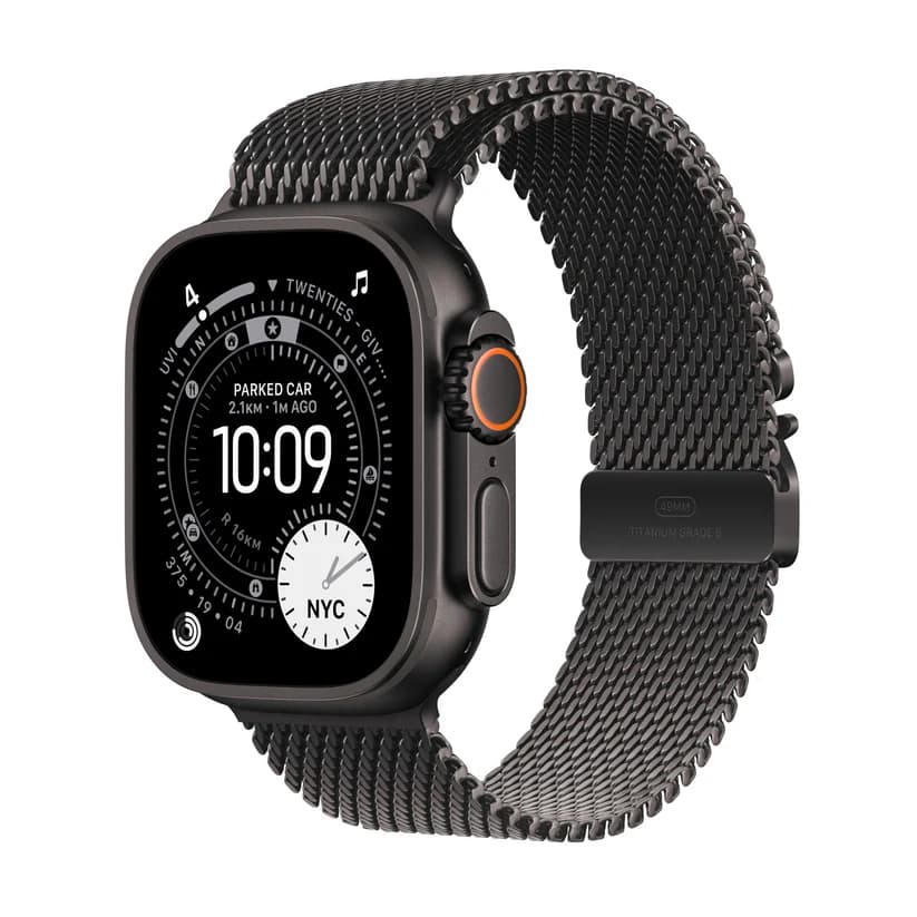 Apple Watch Ultra 3 GPS + Cellular 49mm Black Titanium Case with Black Titanium Milanese Loop – Large