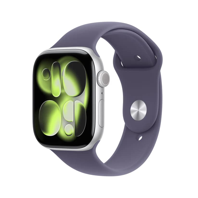 Apple Watch Series 11, 46mm, Silver Aluminium Case, Purple Fog Sport Band, (GPS)