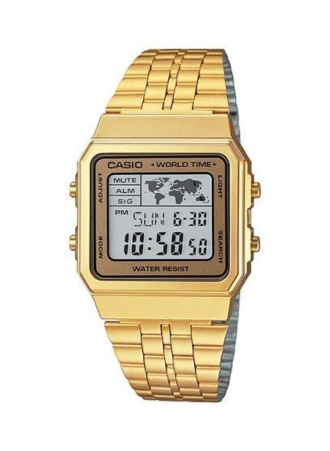 Casio Men's Watch, Digital Display and Stainless Steel Strap - A-500WGA-9D