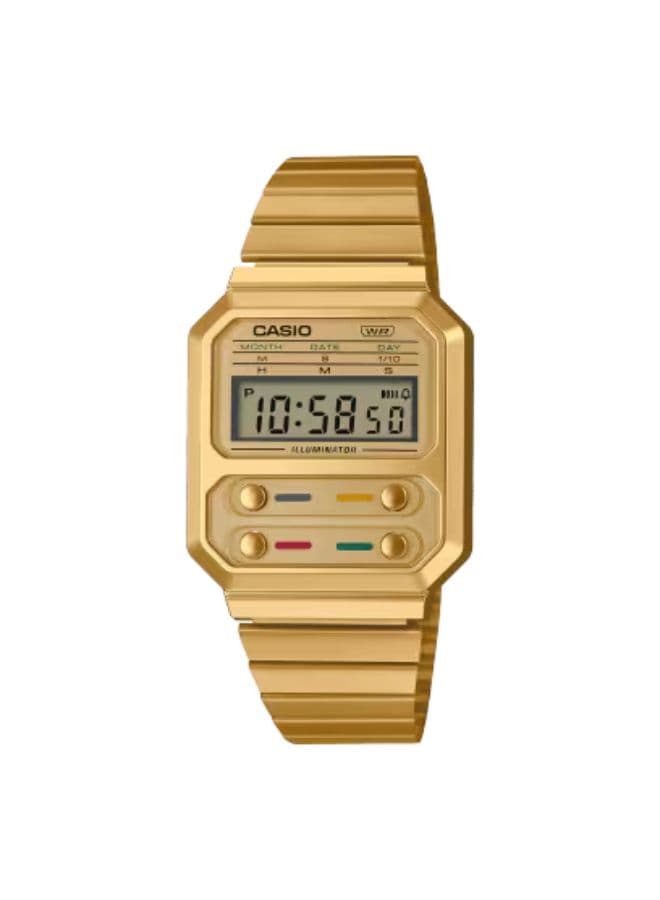 Casio Unisex Watch, Digital Display and Stainless Steel Strap - A100WEG-9ADF