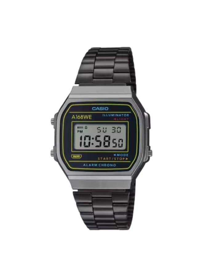 Casio Unisex Watch, Digital Display and Stainless Steel Strap - A168WEHB-1ADF