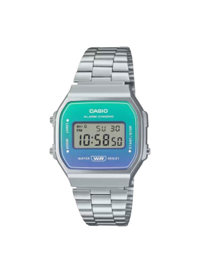 Casio Unisex Watch, Digital Display and Stainless Steel Strap - A168WER-2ADF