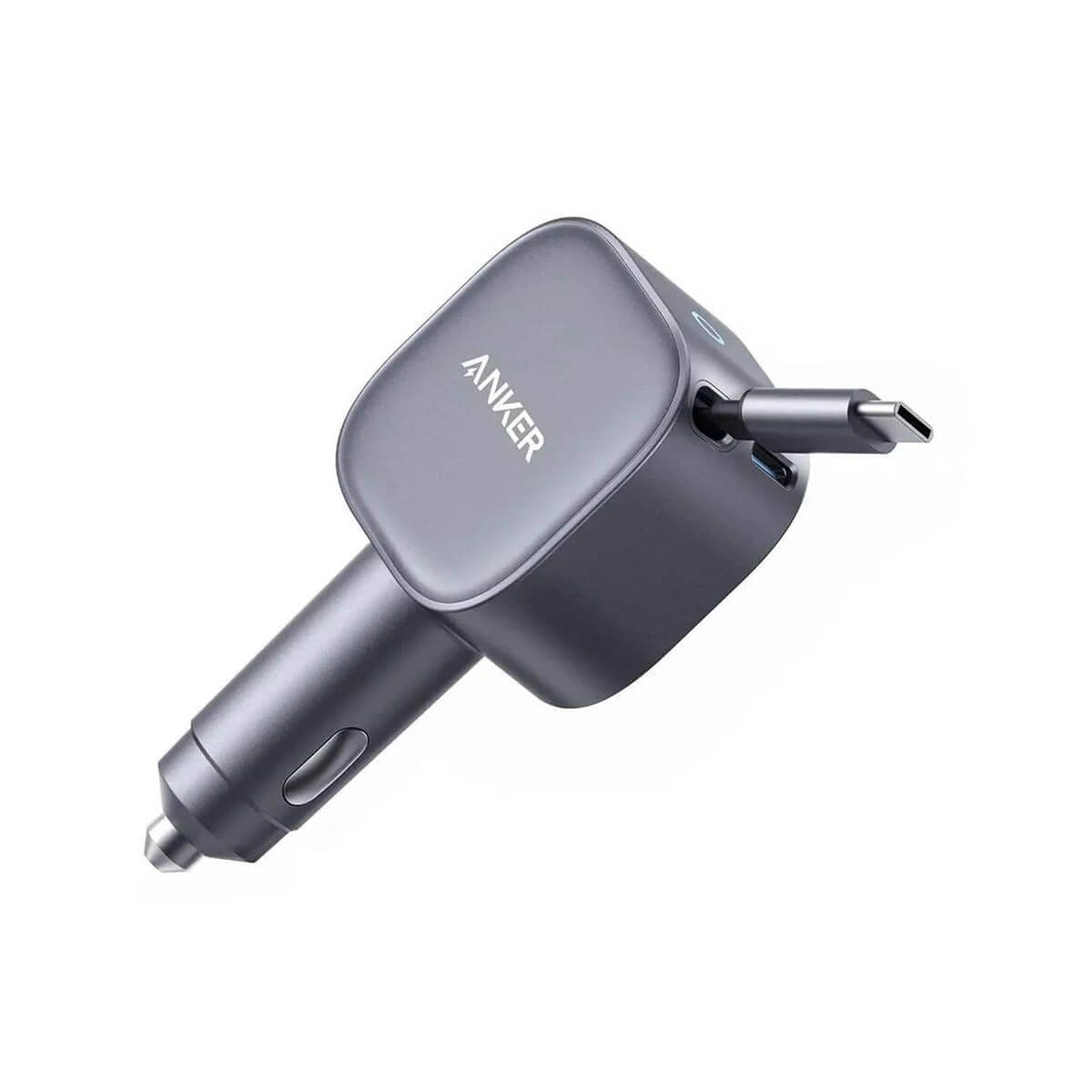Anker Nano Car Charger (75W, USB-C Port, Built-in Retractable USB-C Cable) A2738HA2