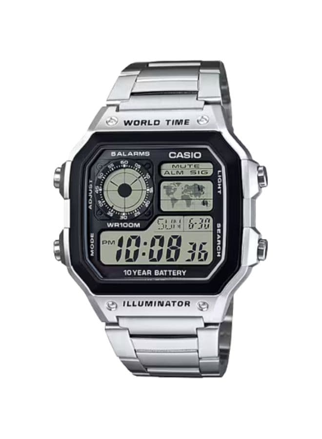 Casio Men's Watch, Digital Display and Stainless Steel Strap - AE-1200WHD-1A