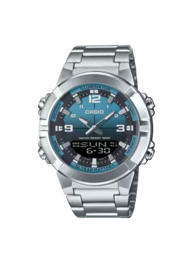 Casio Men's Watch, Analog-Digital Display and Stainless Steel Strap - AMW-870DA-2A2VDF