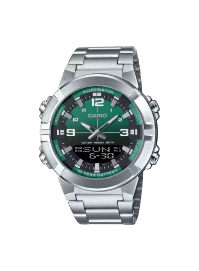 Casio Men's Watch, Analog-Digital Display and Stainless Steel Strap - AMW-870DA-3AVDF