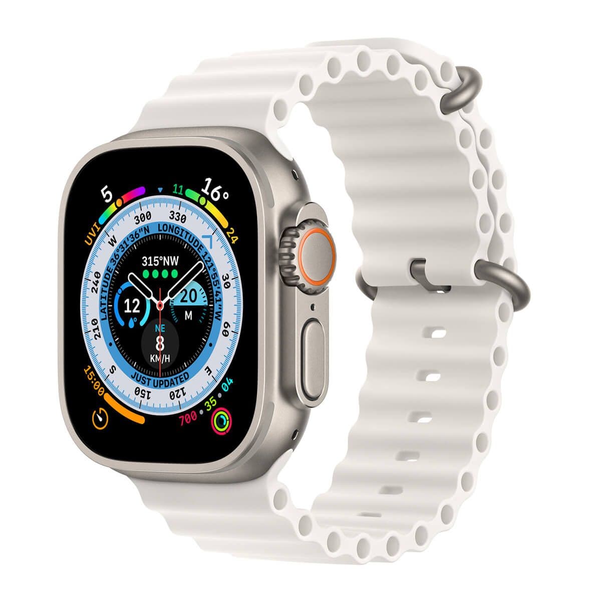 Apple Watch Ultra 49mm Titanium Case with White Ocean Band