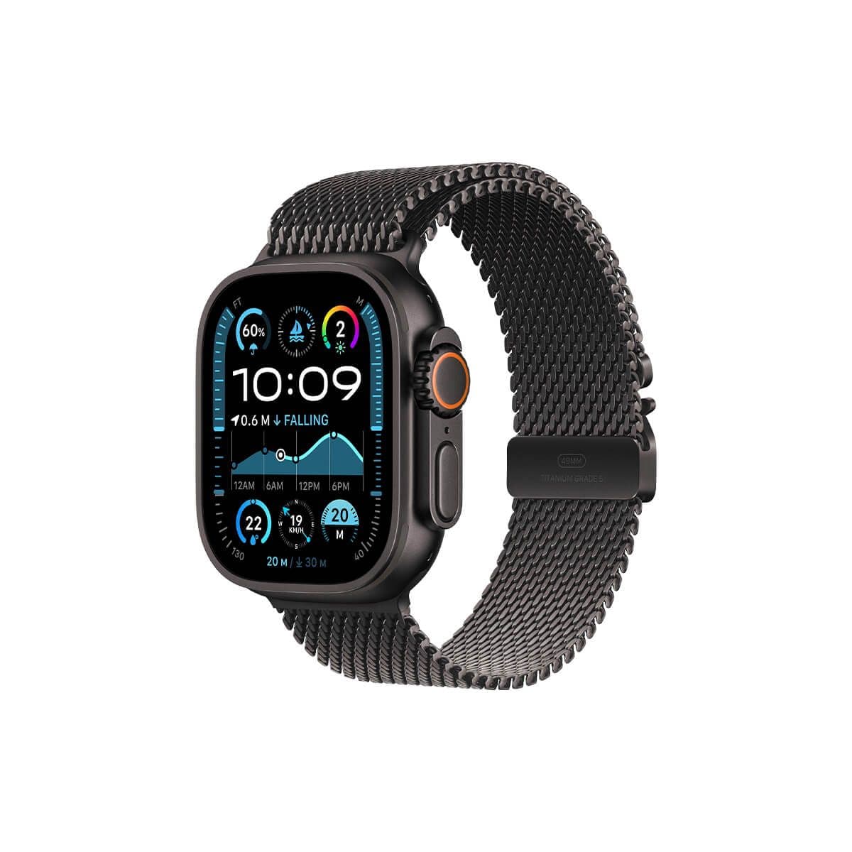 Apple Watch Ultra 2 49mm Black Titanium Case with Black Titanium Milanese Loop M