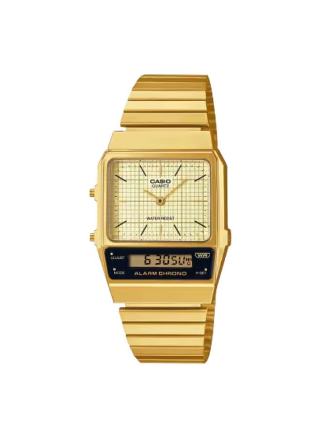 Casio Men's Watch, Analog-Digital Display and Stainless Steel Strap - AQ-800EG-9ADF