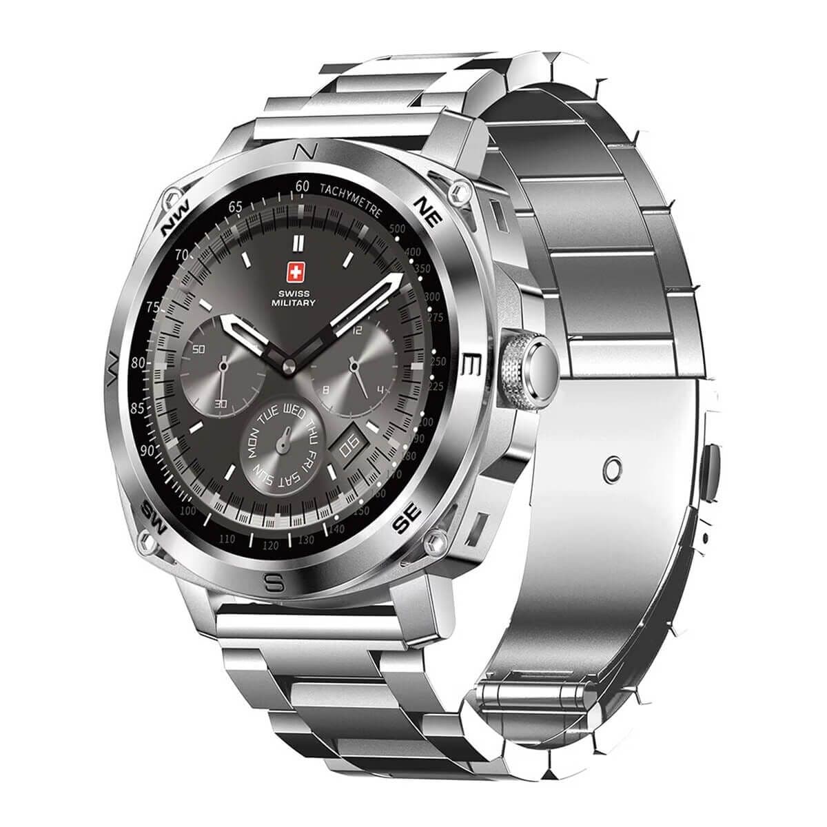 Swiss Military DOM 4 Smartwatch Silver Frame Metal Strap