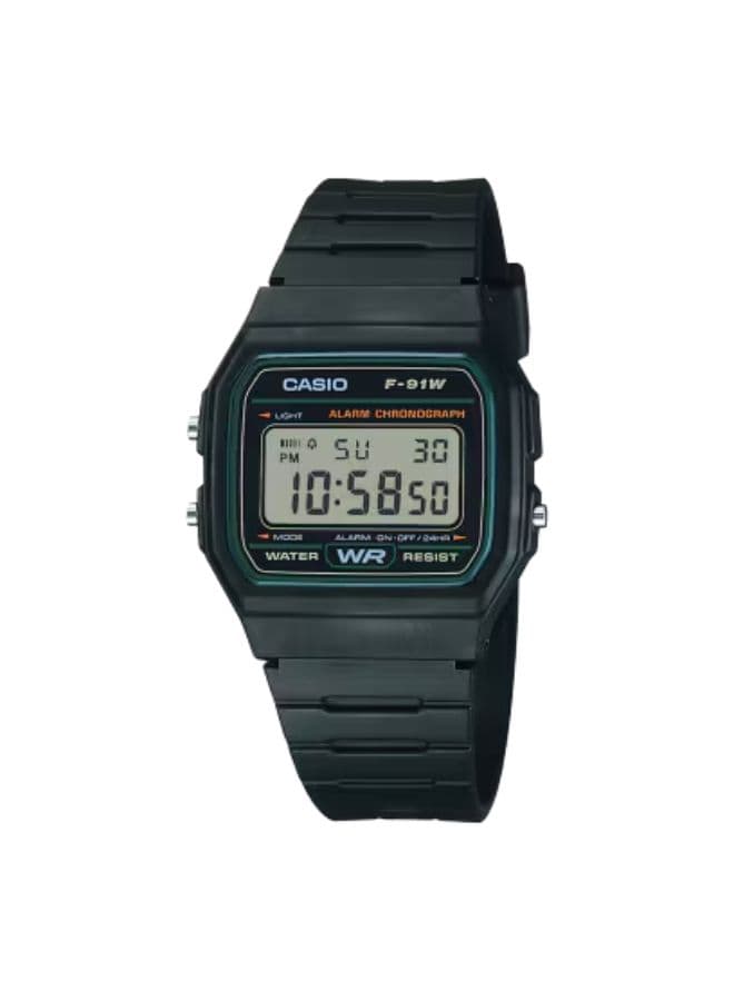 Casio Unisex Watch, Digital Display and Resin Strap - F-91W-3DG
