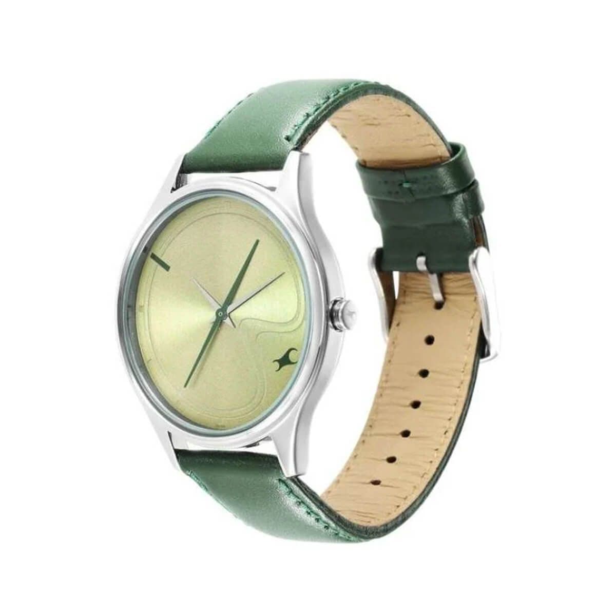 Fastrack Stunners Green Dial Leather Strap Watch for Guys