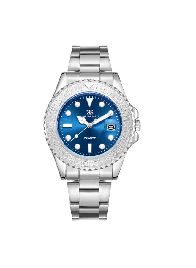 Kenneth Scott Men's Analog Blue Dial Watch - K23022-SBSL