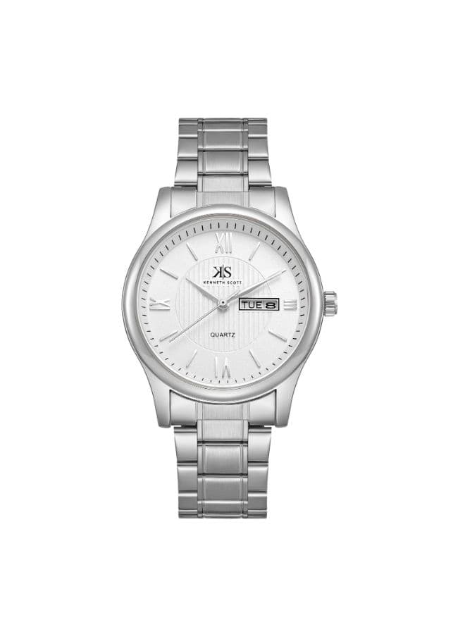 Kenneth Scott Men's Analog White Dial Watch - K23029-SBSW