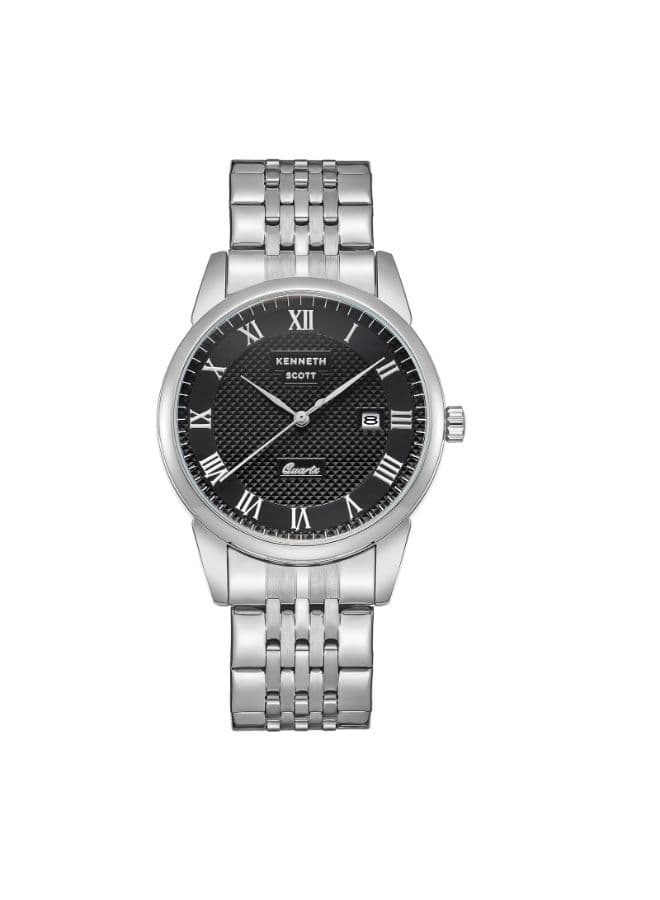 Kenneth Scott Men's Analog Black Dial Watch - K23030-SBSB