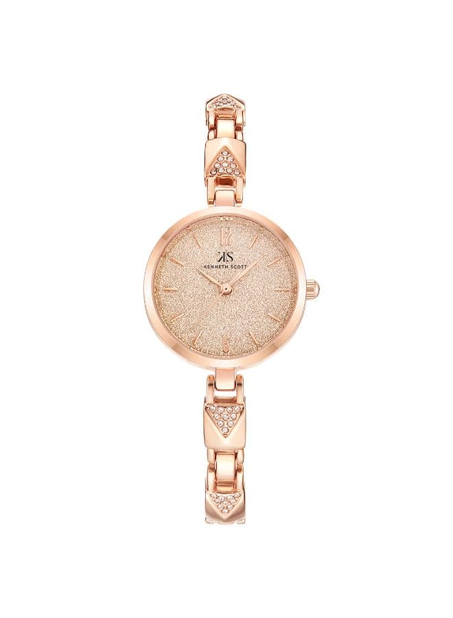 Kenneth Scott Women's Analog Rose Gold Dial Watch - K2357-RBKK