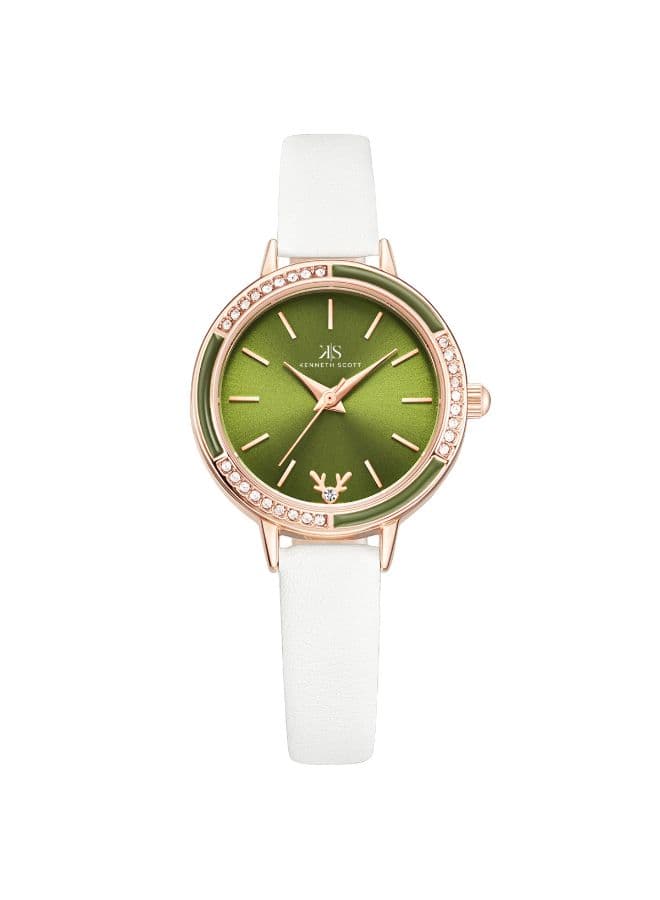 Kenneth Scott Women's Analog Green Dial Watch - K23511-RLWH